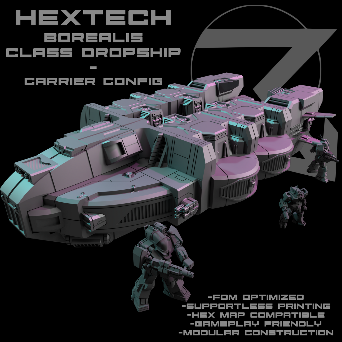 HEXTECH-Borealis Dropship for Battletech