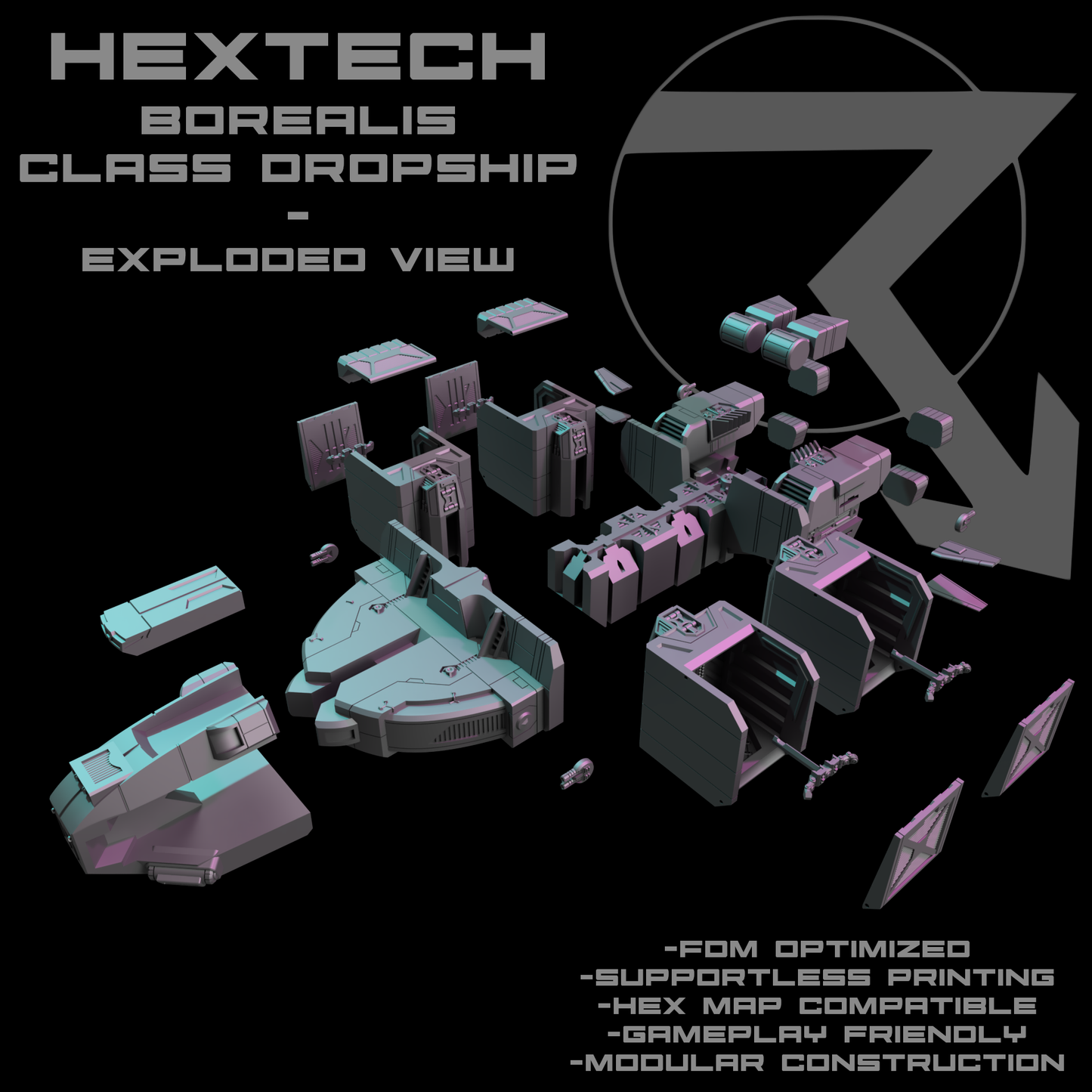 HEXTECH-Borealis Dropship for Battletech